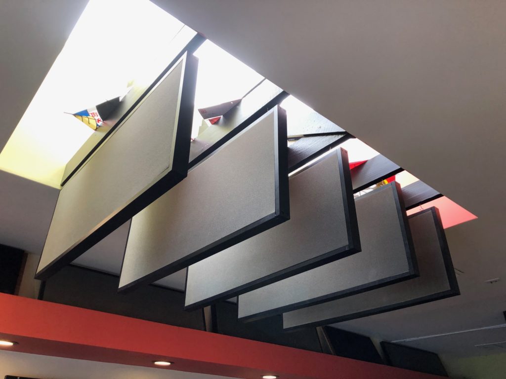 Acoustic Panels being used to treat acoustic reverberation 