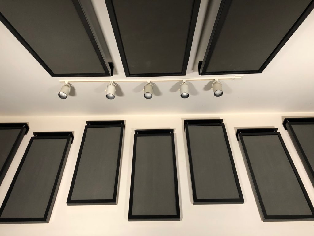 Acoustic Material 2 acoustic foam panels on ceiling