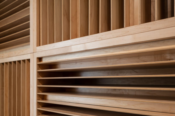 close up of wooden sound diffusers