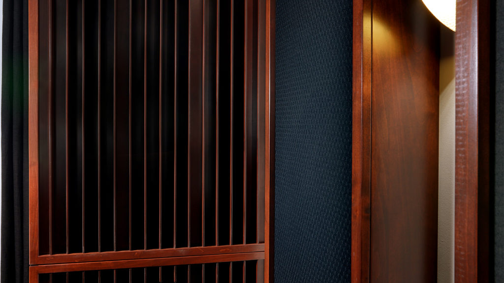 close up of acoustic panels and sound diffuser