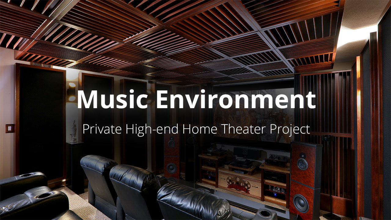 Project thumbnail for home theater and listening room project. Acoustic treatment by acoustic fields.