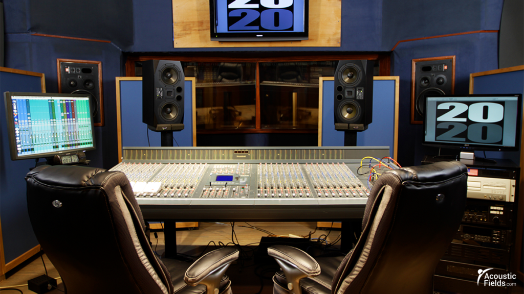 acda bass absorbers behind monitors in mixing room