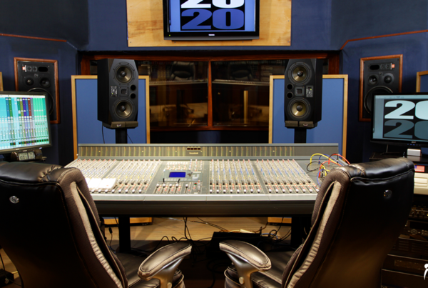 acda bass absorbers behind monitors in mixing room