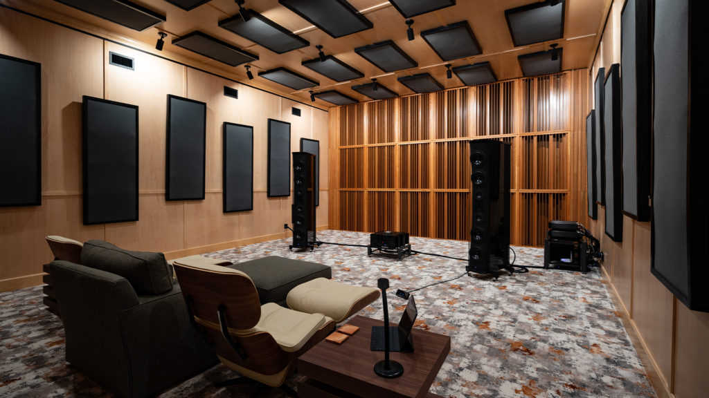 audiophile speakers in listening room