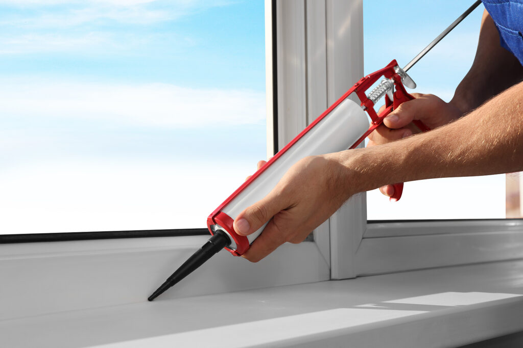 acoustic caulk used on a window