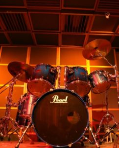 Image of Sacred Ground Studio LA with drums in front